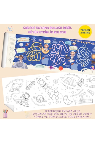 Özgüven Ve Dikkat Gelişimini Destekleyen Eğitici Boyama Ve Etkinlik Rulosu-çift Taraflı-3 Metre