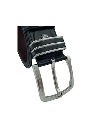 Süzer Deri 4.5 Cm Spor Metal Köprülü Suni Deri Kemer Toka Köprü Takımlı Siyah