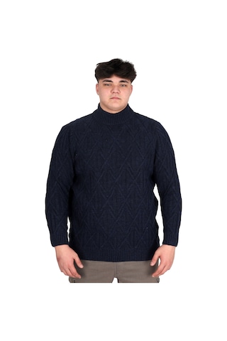 Mode Xl Büyük Beden Erkek Kazak Yarım Balıkçı Yaka Infınıty 24212 Lacivert Lacivert