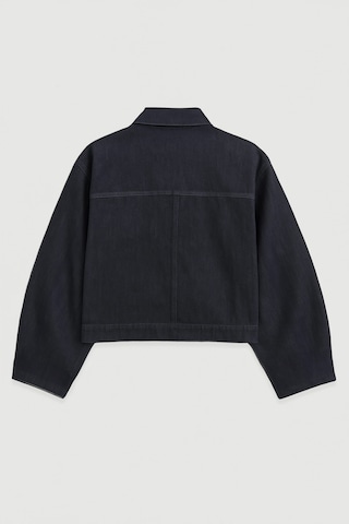 Kadın Cepli Oversize Lacivert Denim Ceket Gömlek Lacıvert