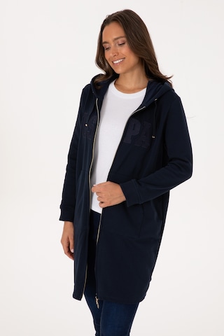 U.S. Polo Assn. Kadın Lacivert Uzun Fermuarlı Kapüşonlu Basic Sweatshirt 50307724-VR033