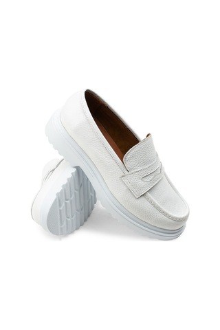 Deery Hakiki Deri Beyaz Loafer Kadın Ayakkabı - 01903zbyzp01 Beyaz
