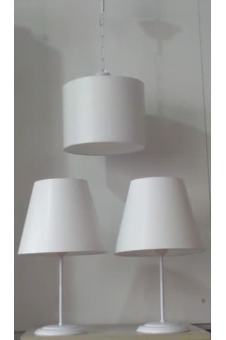 3 Lü Yatak Odası Abajur Avize Seti (Beyaz Renk)