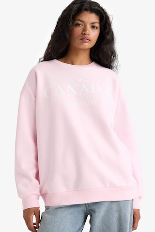 Defacto Oversize Geniş Kalıp Bisiklet Yaka Baskılı Kalın Sweatshirt Kumaşı Sweatshirt F7877ax25aupn648 Pembe