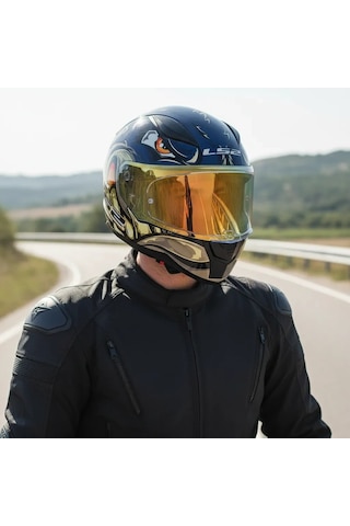 Ls2 Rapıd 2 Spox Mavi-gri Kask Gold Vizör + Şeffaf Vizör Çok Renkli