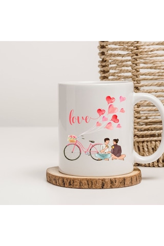 Love Baskılı Kupa Bardak Beyaz