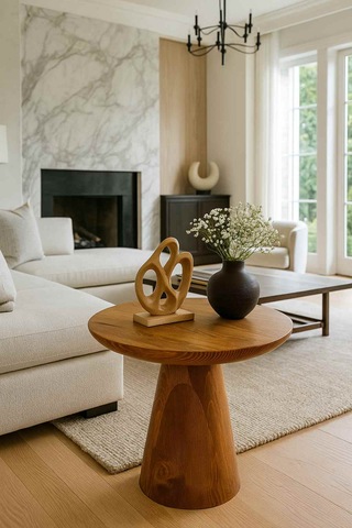 Doğal Meşe Renk Orta Sehpa Modern Mantar Tasarım Meşe