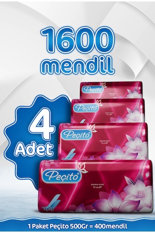 Peçito Elite Çift Katlı Çek-al Mendil 4 x 400'lü