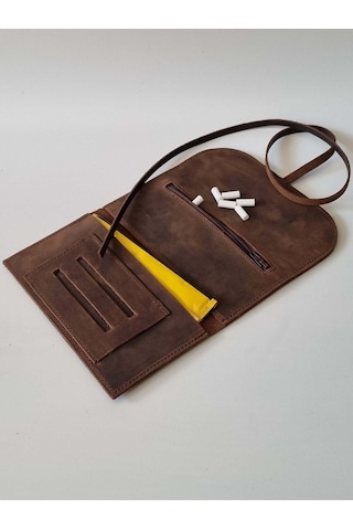 Hakiki Deri Ipli Tütün Kesesi 50gr Pakete Uygun Crazy Acı Kahve Tütün Kesesi