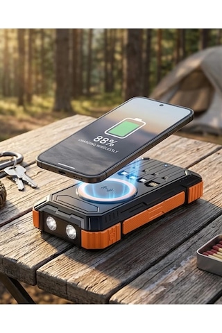 20000 Mah Powerbank Güneş Enerjili Kablosuz Şarj Hızlı Şarj Taşınabilir Batarya Belirtilmemiş