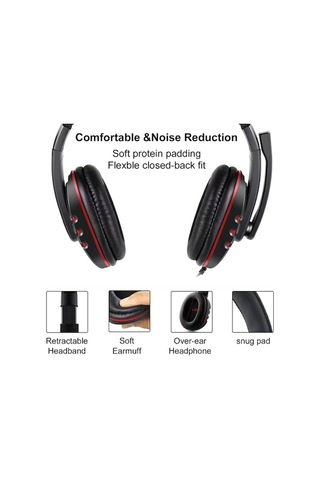 Fastbuy Kubıte T-997 Mikrofonlu Oyun Kulaklığı, 40mm Hoparlör, Ses Kontrolü, Siyah-kırmızı, 1.8m Kablolu
