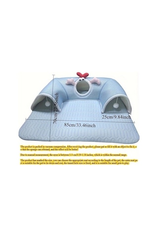 Honeybeeshop Latex Kedi Tüneli Yatak 33.46x27.56inch Monster 3 Açıklıklı Rahat Yaz Matı 1-8kg Kedi Tavşan Hamster İçin Dayanıklı Polyester