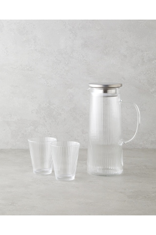 English Home Ripple Cam 3 Parça Su Takımı 1200 Ml + 220 Ml Şeffaf Şeffaf