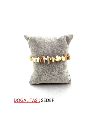 Kırık Doğal Taş Ayarlanbilir Bileklik Bej