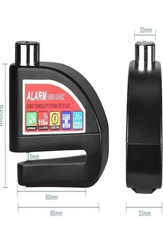 Pc-05 110db Kablolu Alarmlı 7mm Çelik Pim Motosiklet Scoter Bisik