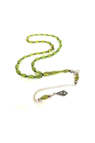 ATEŞ KEHRİBAR TESBİH BİLEKBOY YEŞİL ARPA MODEL PÜSKÜLLÜ