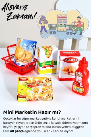 40 Parça Yazar Kasa Alışveriş Seti - Aksesuarlı Market Seti Eğitici Öğretici Oyuncak