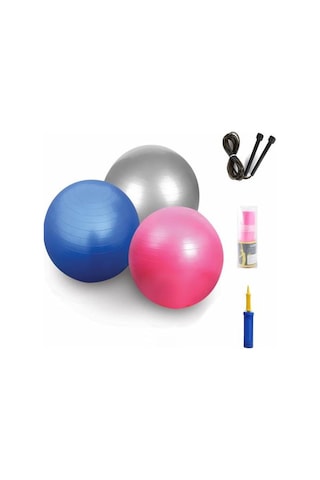 Plates Jimnastik Topu Egzersiz 65 Cm Pilates Topu - Plates Bandı Çok Renkli