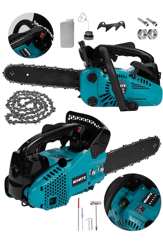 Schatz 25cc Mini Benzinli Testere Ağaç Odun Dal Budama Ve Kesme Testeresi Hızar Motoru 35cm Testere Mavi