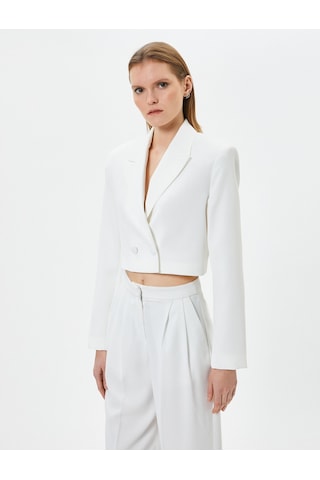 Koton Crop Blazer Ceket Düğmeli Kruvaze Kırık Beyaz 4sak50015uw 4SAK50015UW001 Ekru