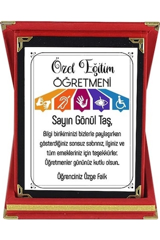 Özel Eğitim Öğretmenine Hediye Isim Baskılı Plaket