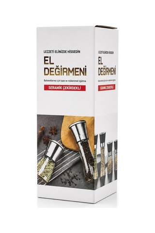 İbico İ22-412 Hand Grinder Tuz Ve Baharat Öğütücü - Büyük Boy Cam Hazneli Krom Kaplama Kapaklı