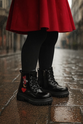 Ortopedik Bağcıklı Fermuarlı Kız Çocuk Bot Ayakkabı Siyah Kız Çocuk Bot Siyah - Siyah