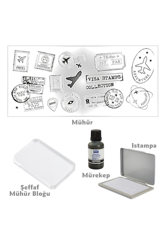 Hobi Mührü, Vintage Seyahat Temalı Şeffaf