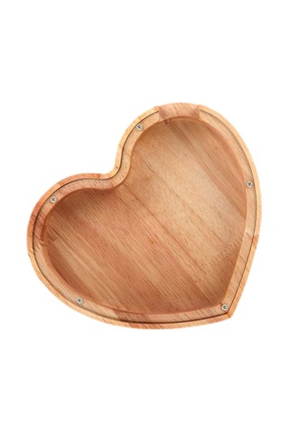 Dolıty Ahşap Kumbara Para Bankası Kalp Şekilli Bozuk Kutusu 12,8cmx12,8cmx2,8cm