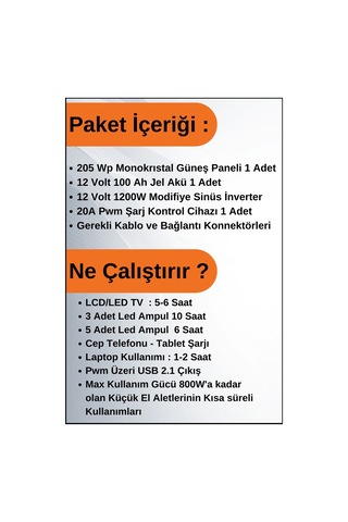 N&D Lighting Tv+aydınlatma Maxi Mono Solar Paket 220 Volt -1.6kwp