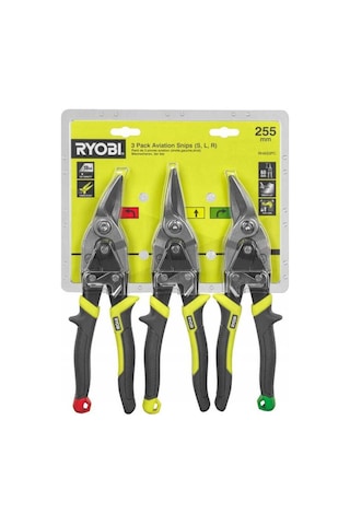 Ryobi RHAS3PC Kaportacı Makası Seti 3 Parça (Sağ,Sol,Düz 255Mm) (5132006054)