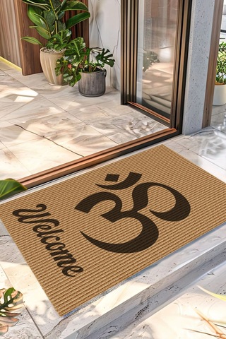 Decovetro Kapı Önü Halı Paspas Yoga Welcome Om Aum Baskılı 40 X 60 Cm Çok Renkli