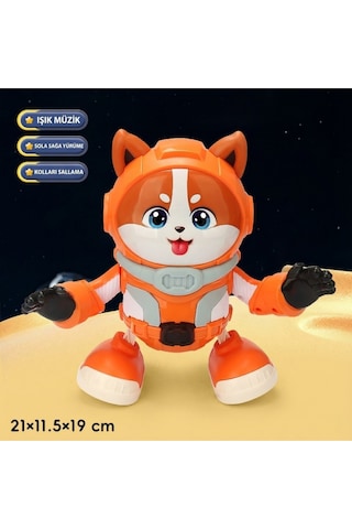 Dans Eden Robot Köpek - Işıklı Müzikli Hareketli Astronot Oyuncak Figür - Sola Sağa Yürüyen Hayvanlar