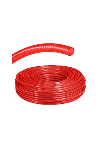 Örgülü Su Hortumu 1/2 İnç 25 Metre Kırmızı Dayanıklı Bahçe Hortumu