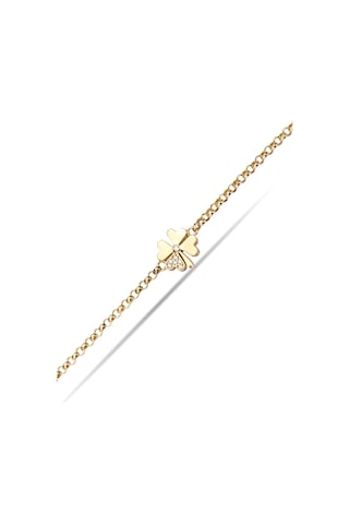 Çgk Çiğdem Gürel Kuyumculuk Yonca Doç Zincirli Altın Bileklik Çok Renkli