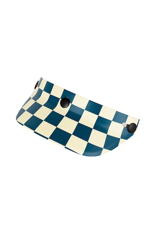 Teltree Retro Motosiklet Kaskı Vizörü - Güneş Koruma, Mavi Beyaz, 3 Kilitli