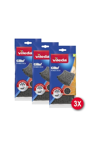 Vileda Glitzi Power Inox Çelik 2'li Bulasik Teli 3'lü Paket
