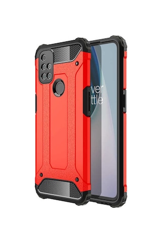 Noktaks - One Plus Nord N10 5g Uyumlu - Kılıf Çift Katman Zırh Tank Crash Military Kapak - Kırmızı
