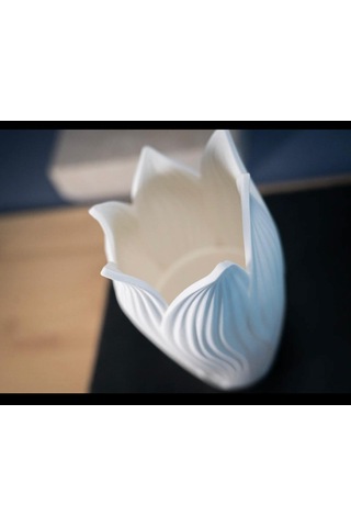 Lotus 3d Modern Tarz Dekoratif Vazo Beyaz