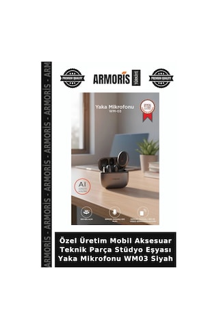 Özel Üretim Mobil Aksesuar Teknik Parça Stüdyo Eşyası Yaka Mikrofonu Wm03 Siyah