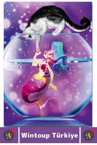 Premium Eğlenceli El Göz Koordinasyon Beceri Geliştirici Çocuk 150 Parça Puzzle Fanustaki Deniz Kızı