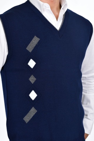 Kamalı Lacivert Erkek Çelik Örgü Kışlık Kalın Triko V Yaka Triko Örgü Tüylenmez Süveter Lacivert