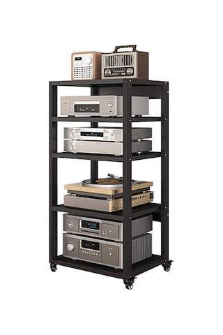 Sağlam, 5 Kademeli Tekerlekli Ses Rafı, Ev Sineması Ve Stereo Sistemleri İçin Hifi Av Rafı, Ses Tutkunları İçin Uzun Ömürlü Eğlence Mobilyası Çok Renkli