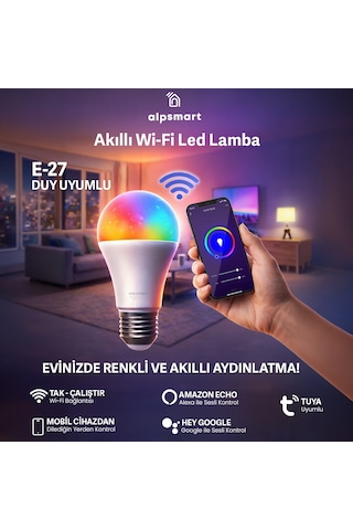 Alpsmart As8229 Cw 3 Lü Set Akıllı Wifi Led Lamba Tuya Destekli