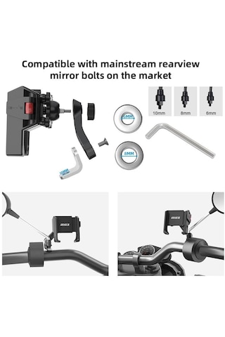 Motosiklet Ve Scooter İçin Dikiz Ayna Uyumlu Telefon Tutucu Pb11