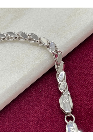 Yaprak Şekilli Parlak Silver Bileklik Gold