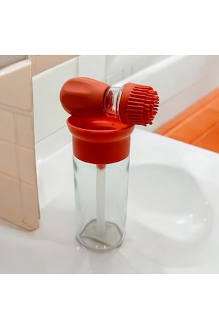 Silikon Hazneli Fırçalı Yağlık 300 Ml Turuncu