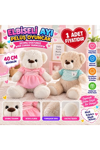 Storeşahin Pl50149 40 Cm Elbiseli Ayı Oyuncak Peluş Adet Fiyatıdır Shn0720 Çok Renkli