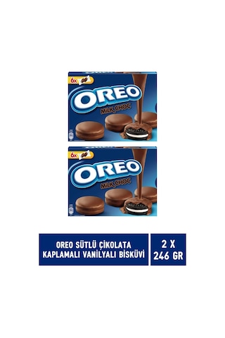 Oreo Sütlü Çikolata Kaplamalı Vanilyalı Bisküvi 2 x 246 G