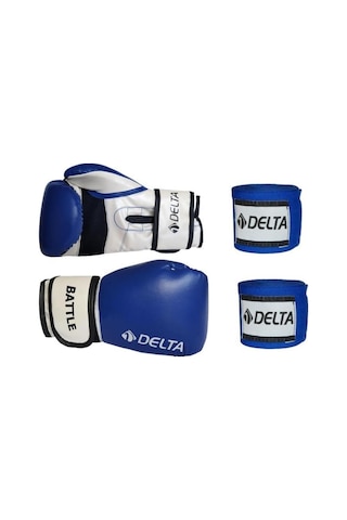 Battle Dura-strong Boks Eldiveni + Boks El Bandajı Seti Mavi